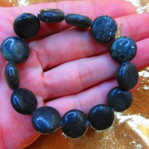 Amphibolite Coins 7" Stretchy Gemstone Bracelet